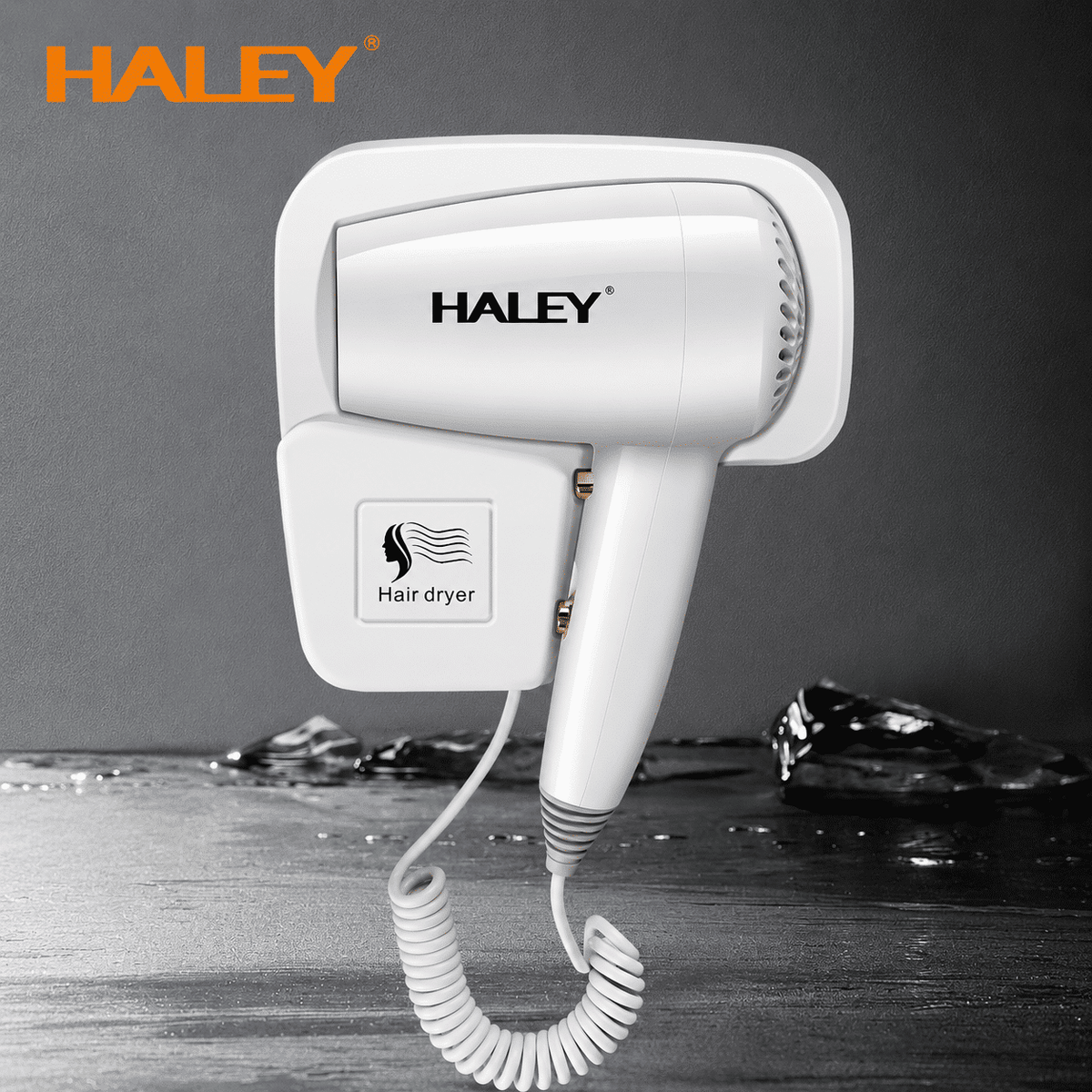 Uscător De Păr Cu Montare Pe Perete Haley HY-4027, 1300W, 3 Trepte De Temperatură, Cablu 2.2 m, Filtru Detașabil