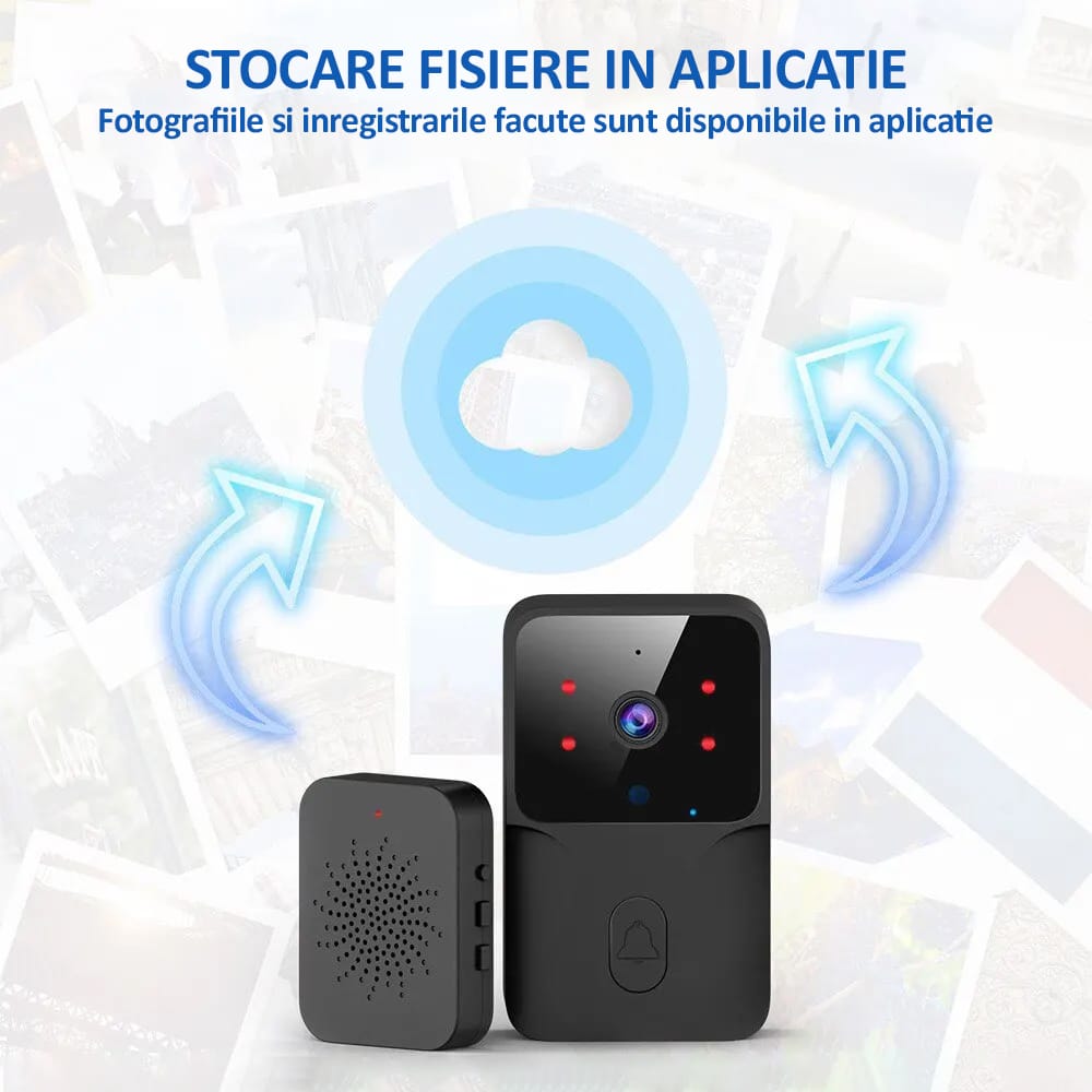 Sonerie wireless cu camera video, NEXTLY, rezolutie video HD 720p, vedere nocturna, microfon bidirectional, apel vocal si video, control prin aplicatie, 19 melodii, autonomie mare, distanta 30-50M int