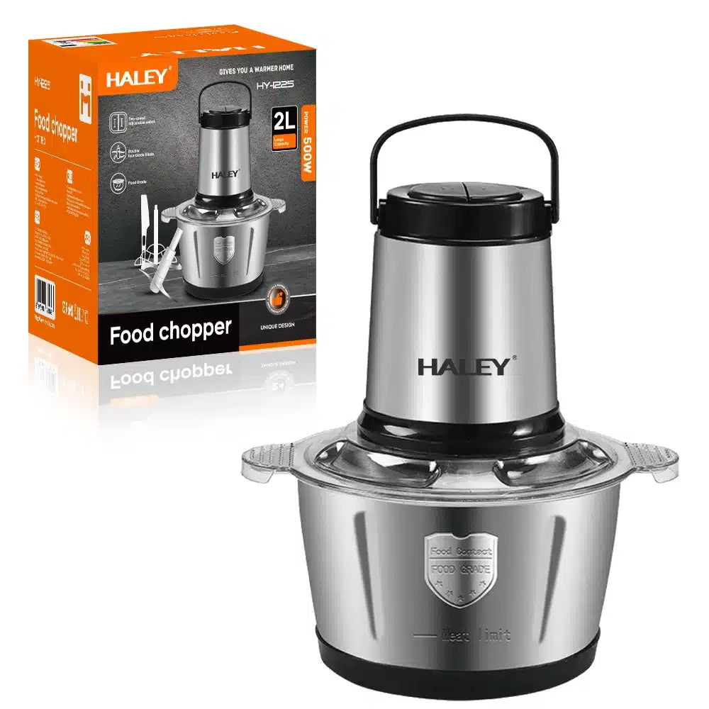 Tocător de alimente HALEY HY-1225 – Putere de 500W și vas de 2L din inox pentru tocare rapidă și eficientă