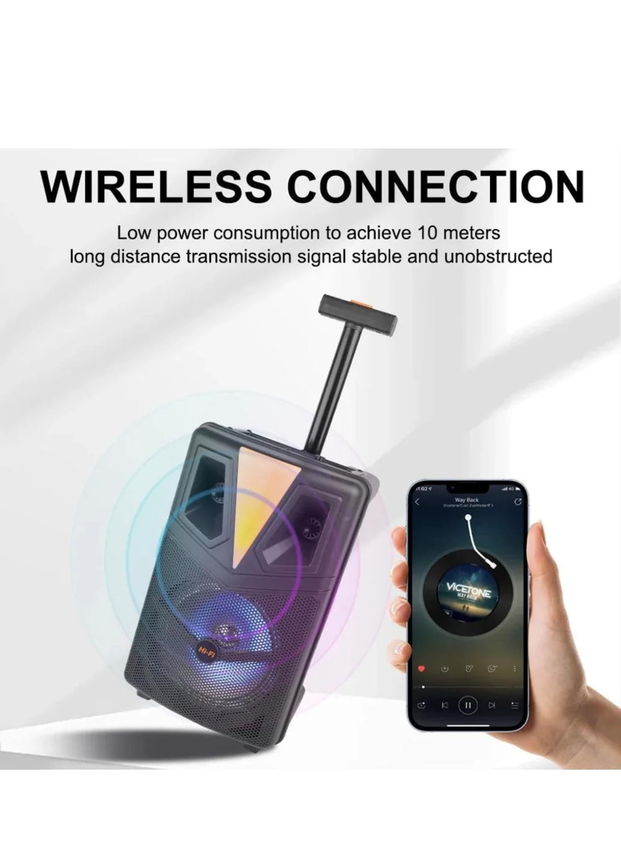 Boxă Portabilă AT PERFORMANCE Sing-e ZQS8157, 8", 20W, Microfon, LED RGB, 3000 mAh
