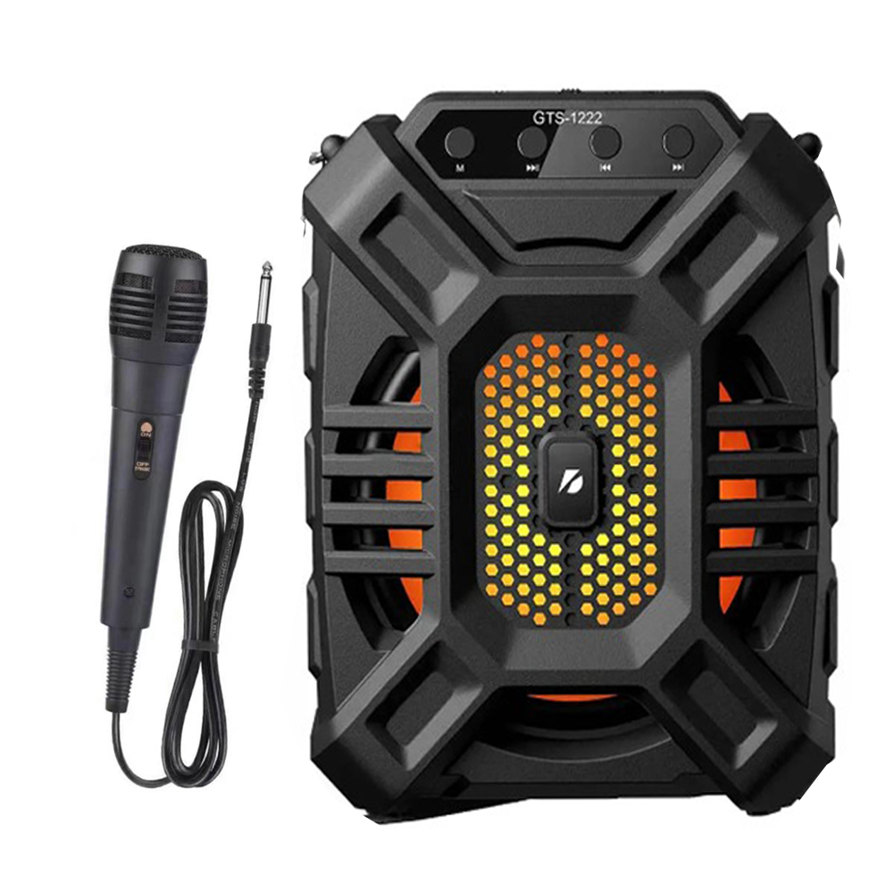 Boxa portabila Bluetooth, Wireless, 10W, Microfon cu fir, 1200mAh, LED, AUX, Card, USB, Radio FM