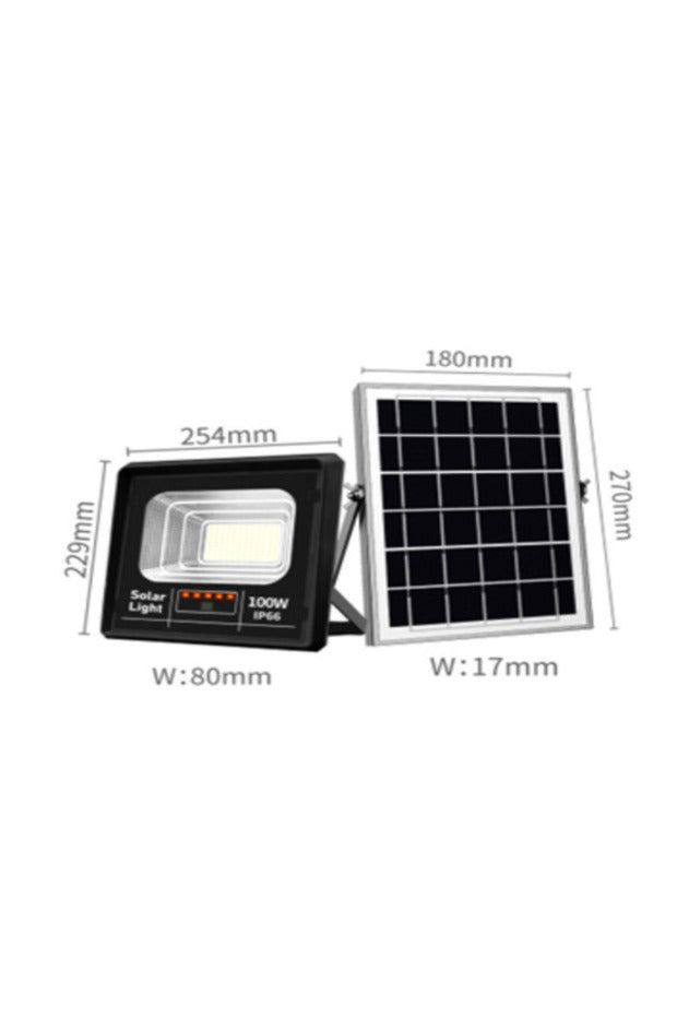 Proiector Solar Jortan 100W IP66 cu Indicator Baterie si Telecomanda 6500K