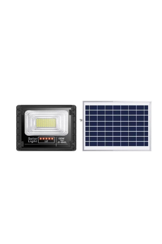 Proiector Solar Jortan 100W IP66 cu Indicator Baterie si Telecomanda 6500K