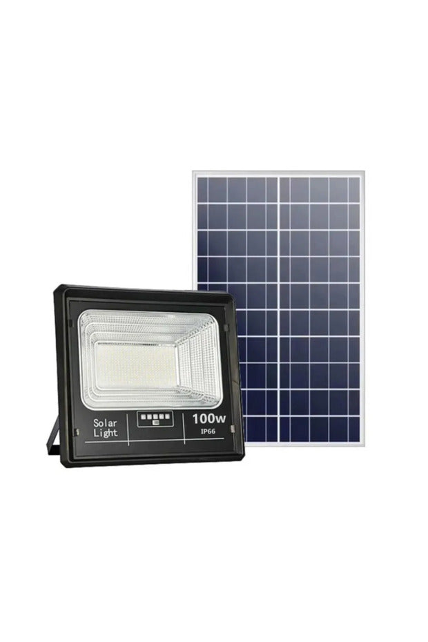 Proiector Solar Jortan 100W IP66 cu Indicator Baterie si Telecomanda 6500K