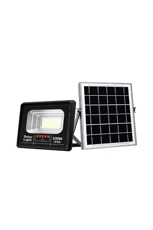 Proiector Solar Jortan 100W IP66 cu Indicator Baterie si Telecomanda 6500K