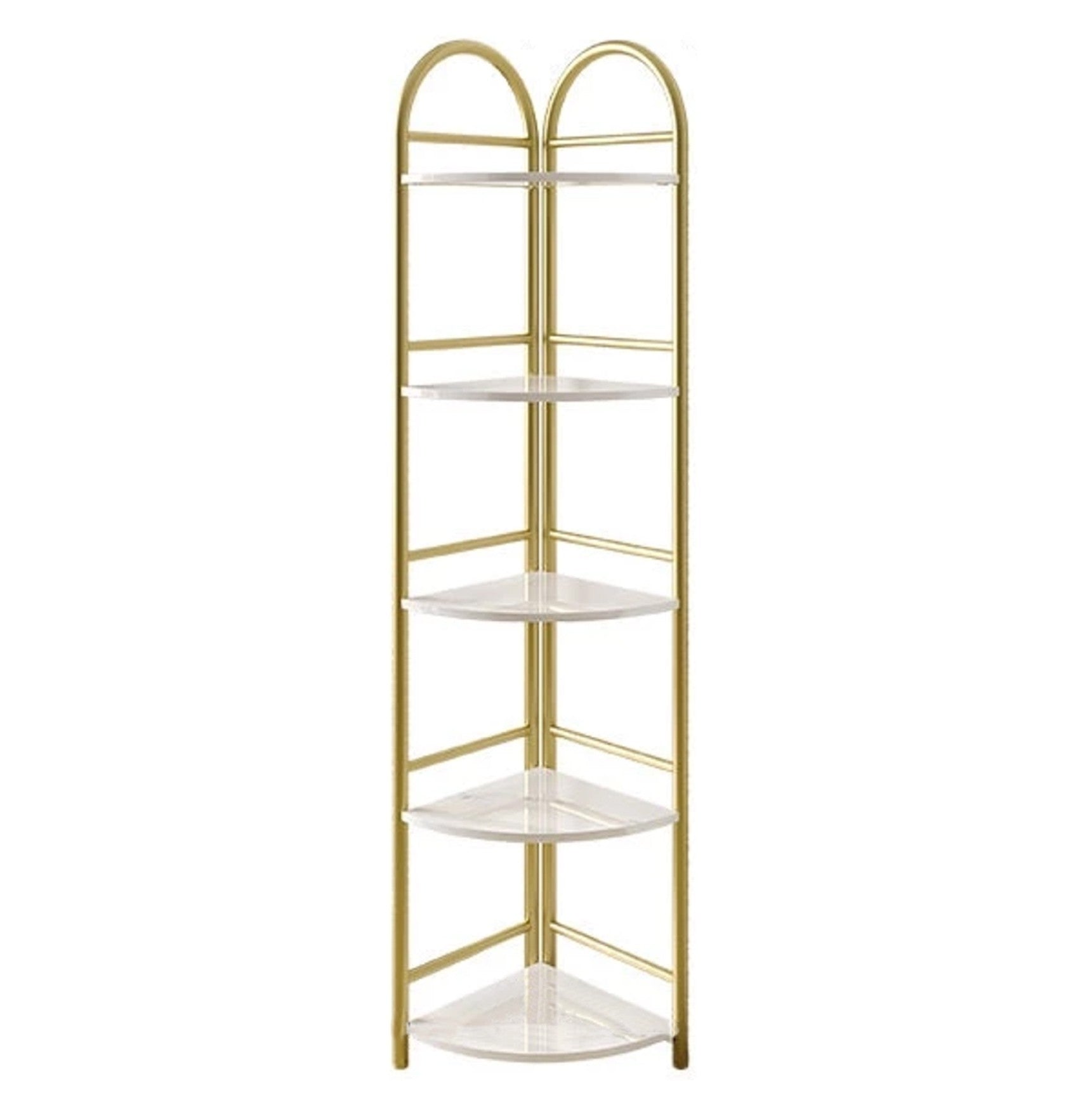 Raft decorativ de colt cu 4 rafturi - Design auriu cu efect marmura premium