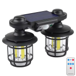 Felinar Solar Dublu, OPTIM SOLUTION, cu Senzor de Miscare si Telecomanda, Energie Solara, 192 LED-uri Puternice, Iluminare pentru Curte, Gradina, Capete Reglabile, Autonomie Extinsa, Control Distanta, Performanta Eficienta Energetic, IP65, Negru