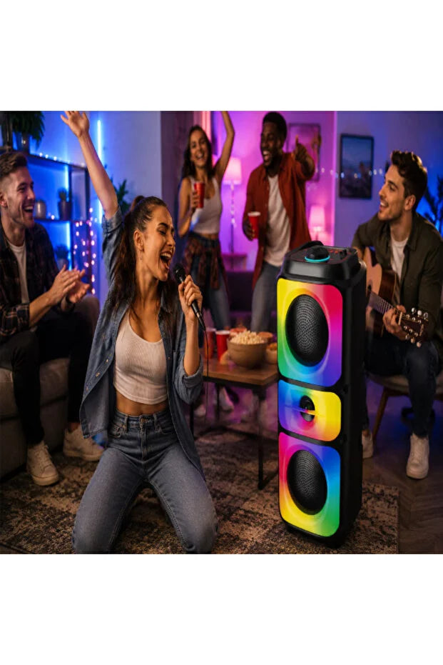 At Performance Vezi toate produsele Boxă Portabilă Bluetooth 5.3 Sing-e ZQS42108XM, 200W, 2 Difuzoare 4", Microfon Inclus, Lumini LED RGB, Acumulator 2500mAh, Karaoke, Negru