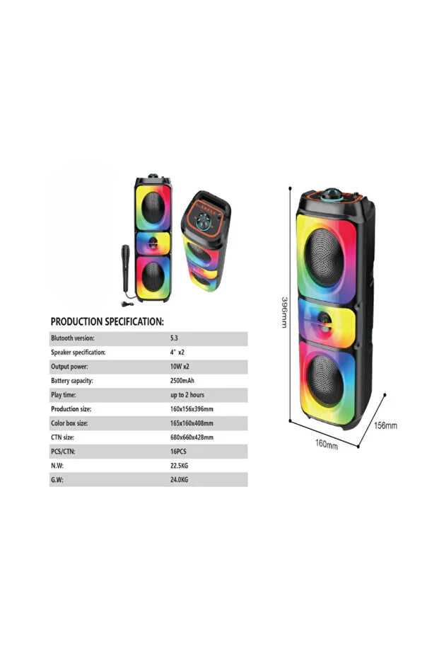 At Performance Vezi toate produsele Boxă Portabilă Bluetooth 5.3 Sing-e ZQS42108XM, 200W, 2 Difuzoare 4", Microfon Inclus, Lumini LED RGB, Acumulator 2500mAh, Karaoke, Negru