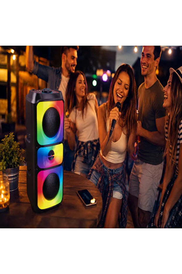 At Performance Vezi toate produsele Boxă Portabilă Bluetooth 5.3 Sing-e ZQS42108XM, 200W, 2 Difuzoare 4", Microfon Inclus, Lumini LED RGB, Acumulator 2500mAh, Karaoke, Negru