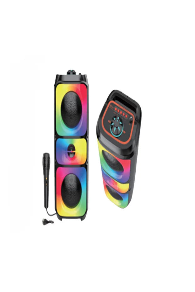 At Performance Vezi toate produsele Boxă Portabilă Bluetooth 5.3 Sing-e ZQS42108XM, 200W, 2 Difuzoare 4", Microfon Inclus, Lumini LED RGB, Acumulator 2500mAh, Karaoke, Negru