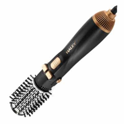 Perie Rotativă cu Uscător HALEY 6 în 1, 1200W, Capete Interșchimbabile, 3 Trepte, Încălzire Rapidă, Protecție Păr, Design Negru
