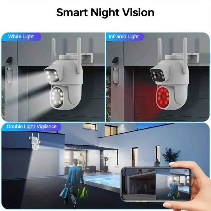 Camera Jortan Dual PTZ 9697QJ, 6MP UHD, LAN/Wireless, Color Noaptea, IP66, Card 32GB inclus
