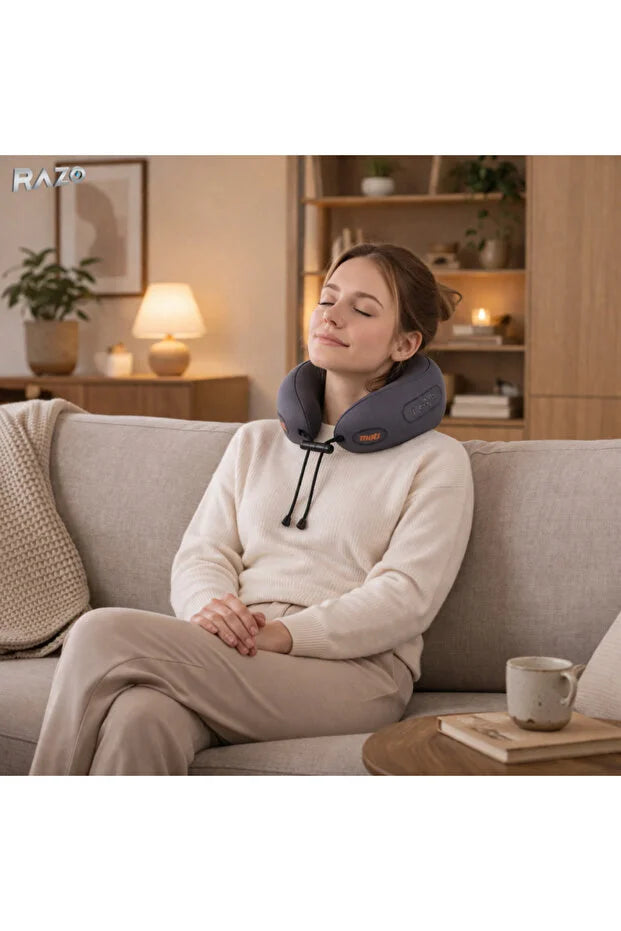 Razo Perna masaj cervical electrica RAZO, Incalzire, Wireless, pentru gat, umeri, Relaxare musculara