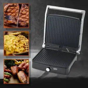 Grill Electric Haley HY-8609, 2000W, Plăci Antiaderente, Deschidere 180°