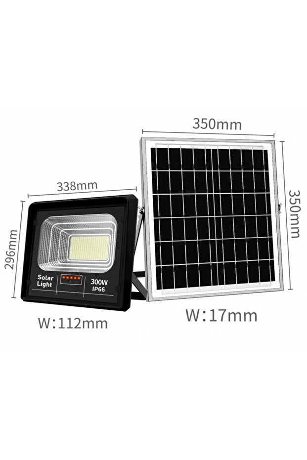 Proiector Solar Jortan 300W IP66 cu Indicator Baterie si Telecomanda 6500K