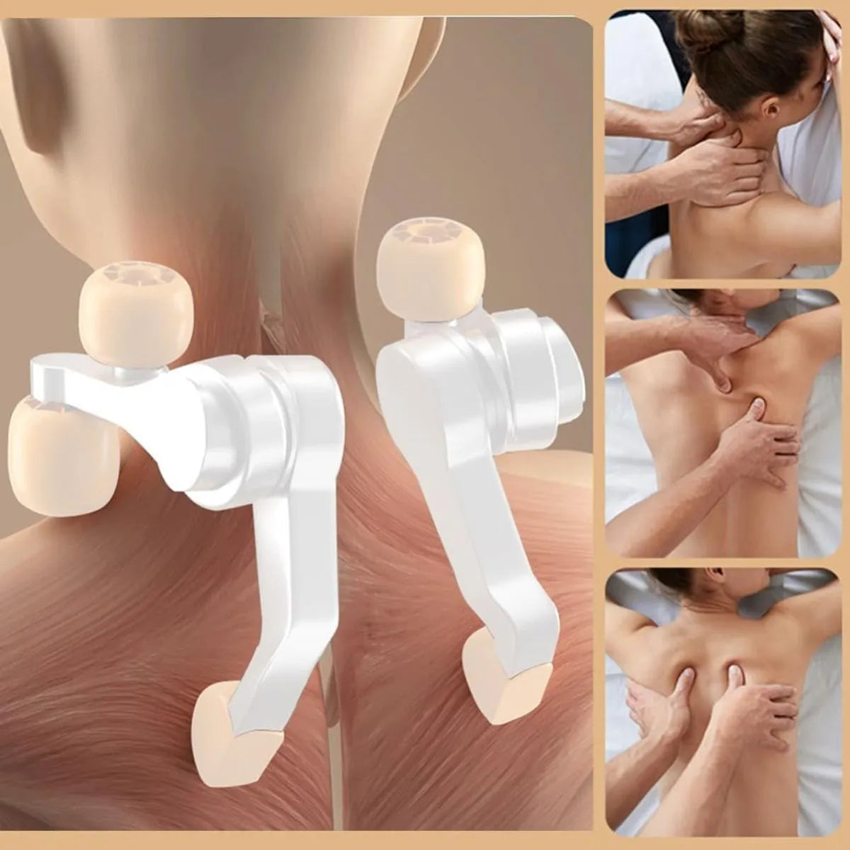 Aparat Masaj Cervical Hands-Free, pentru Relaxare Musculara, Rola de Masat care Imita Masajul Uman, Functie Incalzire