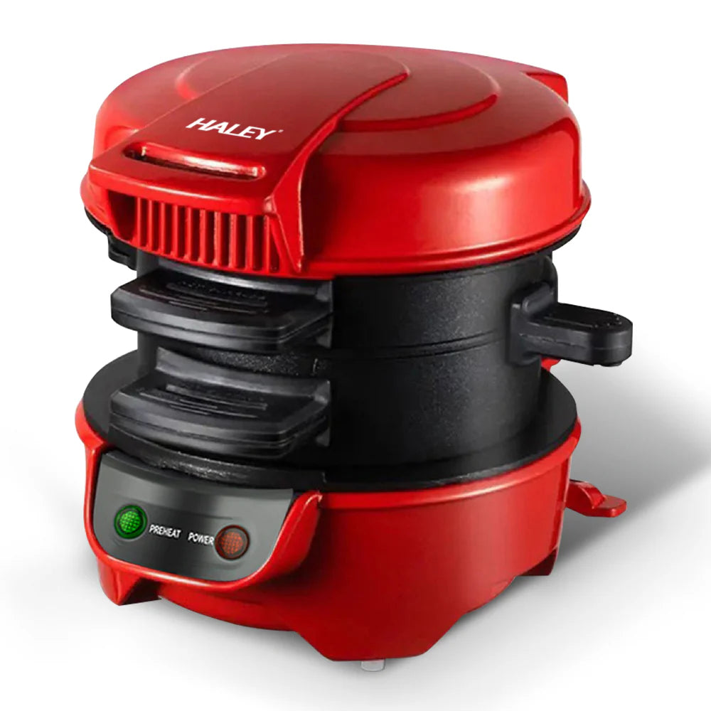 HALEY Vezi toate produsele Aparat de facut Burgeri Haley, 600W – Mic Dejun Rapid, Plăci Antiaderente, Încălzire Uniformă, Deschidere 180°