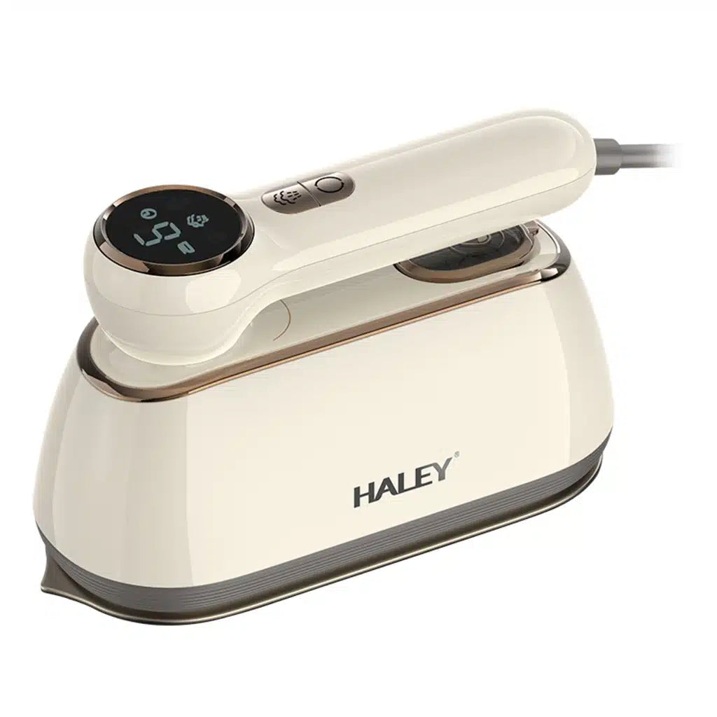 Fier de călcat vertical cu aburi HALEY HY-2005, 2000W, Ecran Digital LED, Talpă din Inox, Rezervor 150 ml, Încălzire Rapidă, Alb