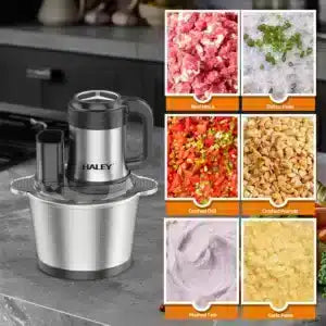 Tocător Electric Multifuncțional HALEY HY-1244 – Putere de 1200W și vas de 3.5L din inox pentru tocare rapidă și versatilă
