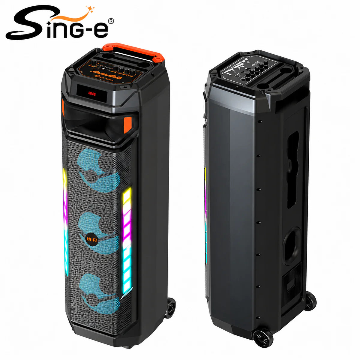 At Performance Vezi toate produsele Boxă Portabilă Karaoke Sing-e ZQS8317, Bluetooth, 3 Difuzoare 8", 60W, Microfon Wi-Fi Inclus, Telecomandă, LED RGB, Acumulator 4500mAh