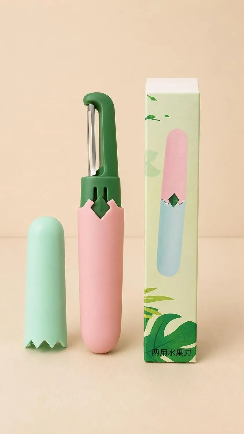 Set 2 Bucati  Cutit 2 in 1 cu Peeler din Otel Inoxidabil, Maner Ergonomic, Multifunctional pentru Bucatarie