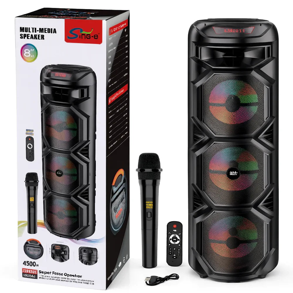 At Performance Vezi toate produsele Boxă Portabilă AT Performance ZQS8301, 3×8”, Bluetooth 5.0, Lumini LED, Microfon Wireless