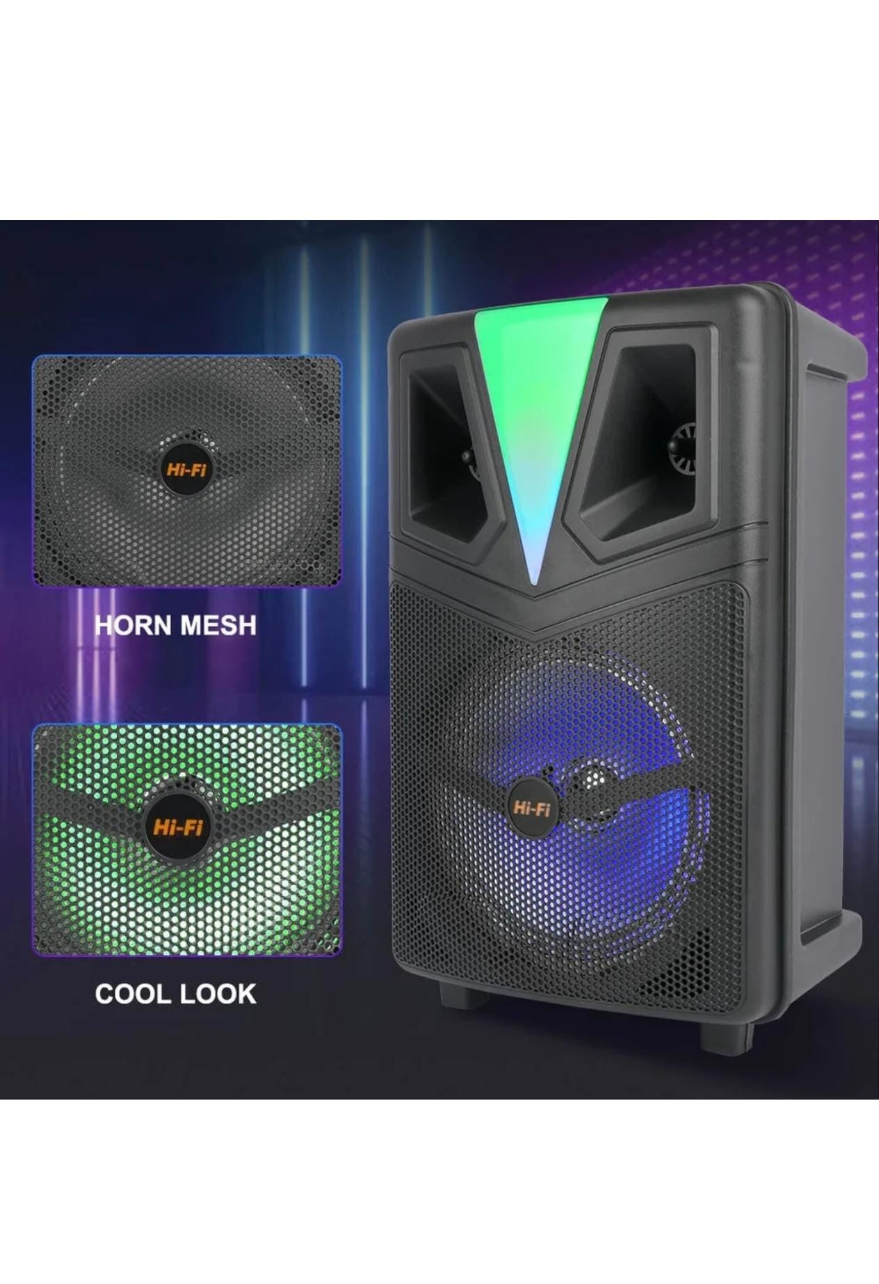 Boxă Portabilă AT PERFORMANCE Sing-e ZQS8157, 8", 20W, Microfon, LED RGB, 3000 mAh