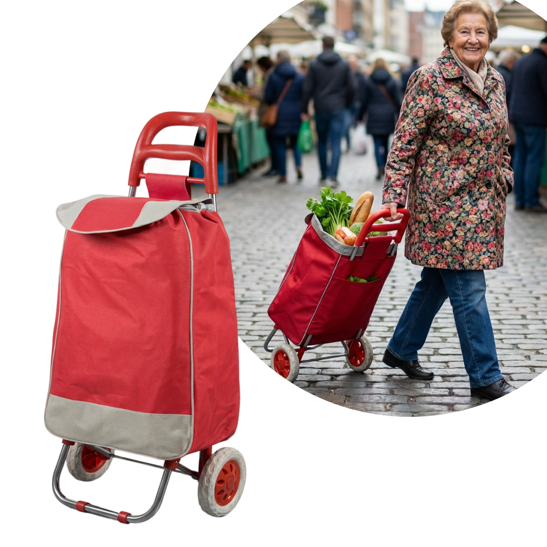 Carucior Cumparaturi 2 Roti | Pliabil | 42L | Termoizolant | 97 cm | Culori Aleator