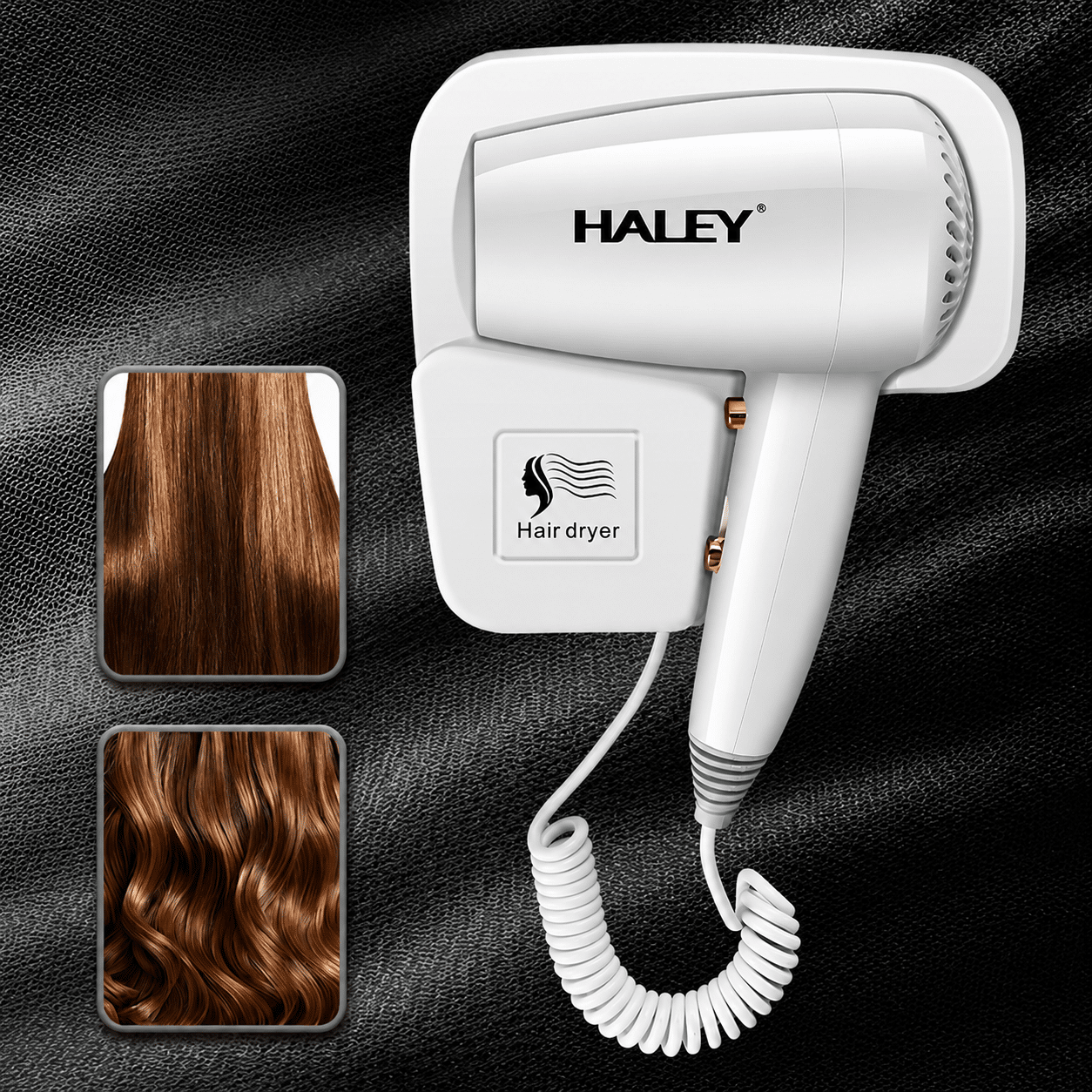 Uscător De Păr Cu Montare Pe Perete Haley HY-4027, 1300W, 3 Trepte De Temperatură, Cablu 2.2 m, Filtru Detașabil
