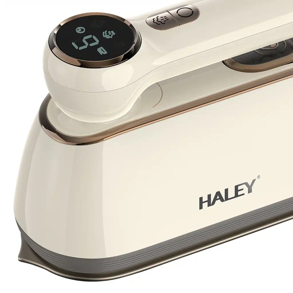 Fier de călcat vertical cu aburi HALEY HY-2005, 2000W, Ecran Digital LED, Talpă din Inox, Rezervor 150 ml, Încălzire Rapidă, Alb