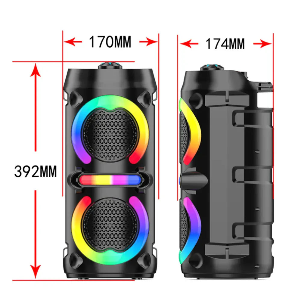 At Performance Vezi toate produsele Boxă Portabilă Bluetooth Karaoke ZQS42111KW, 200W, 2 Microfoane Wireless Incluse, Lumini LED RGB, Bass Puternic, Curea de Transport, Acumulator 2500mAh, Negru
