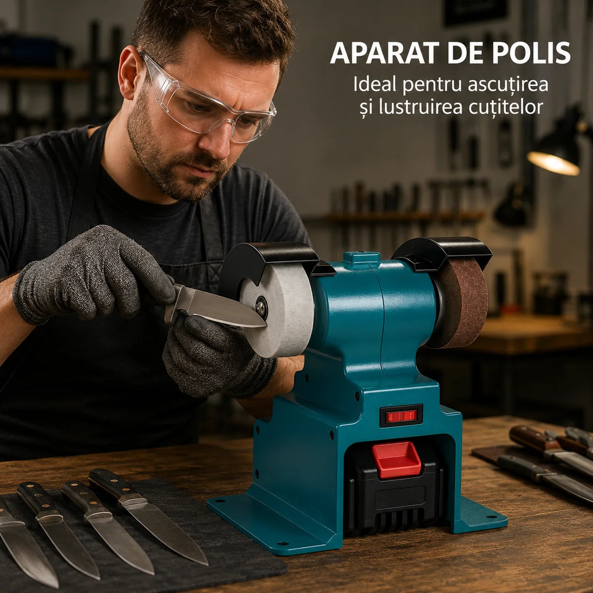 At Performance Vezi toate produsele Polizor Electric Mini AT PERFORMANCE® cu 2 Acumulatori 48V 5Ah, Dublă Piatră de Șlefuit pentru Ascuțire și Finisare