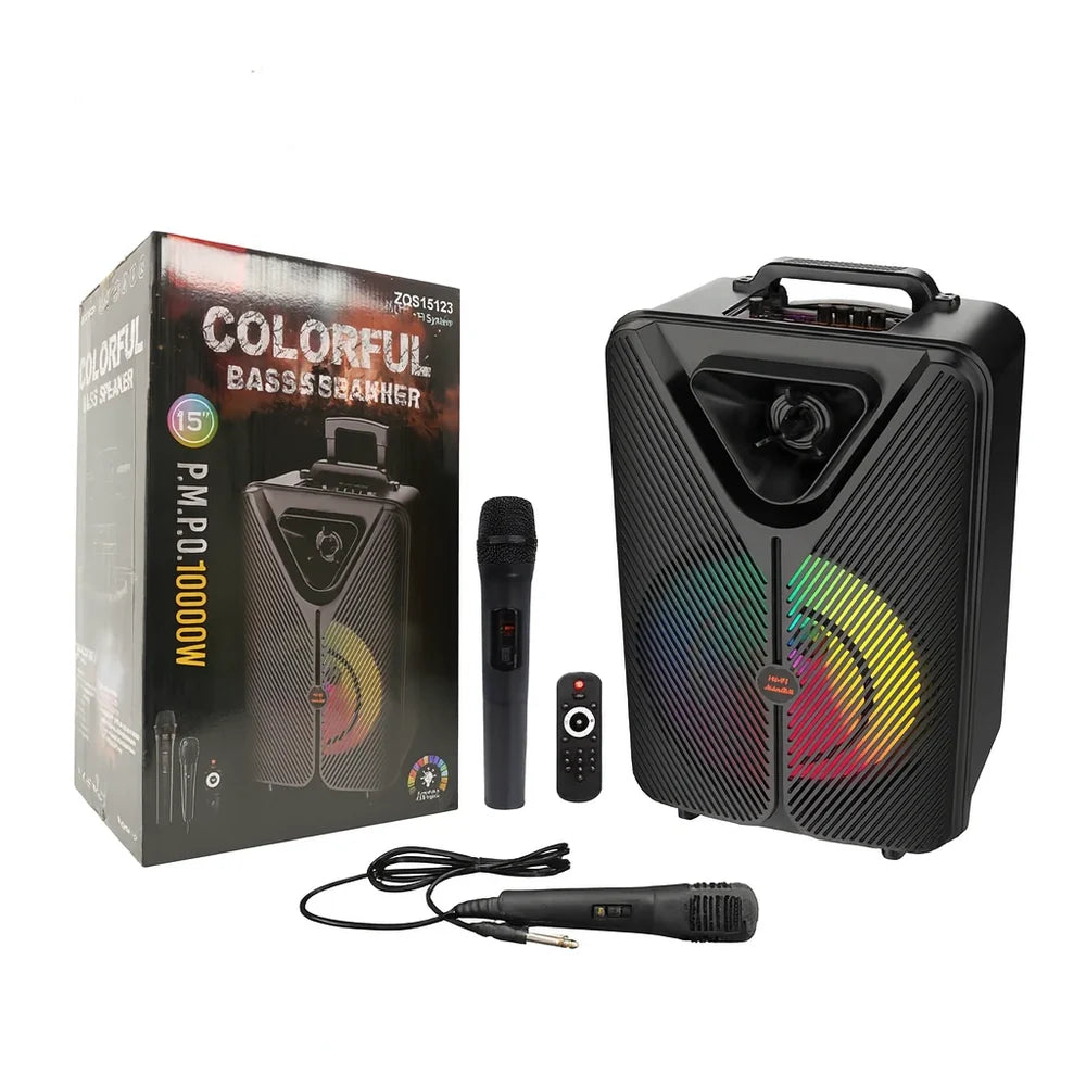 At Performance Vezi toate produsele Boxă Portabilă Bluetooth 5.3 Sing-e ZQS42108XM, 200W, 2 Difuzoare 4", Microfon Inclus, Lumini LED RGB, Acumulator 2500mAh, Karaoke, Negru