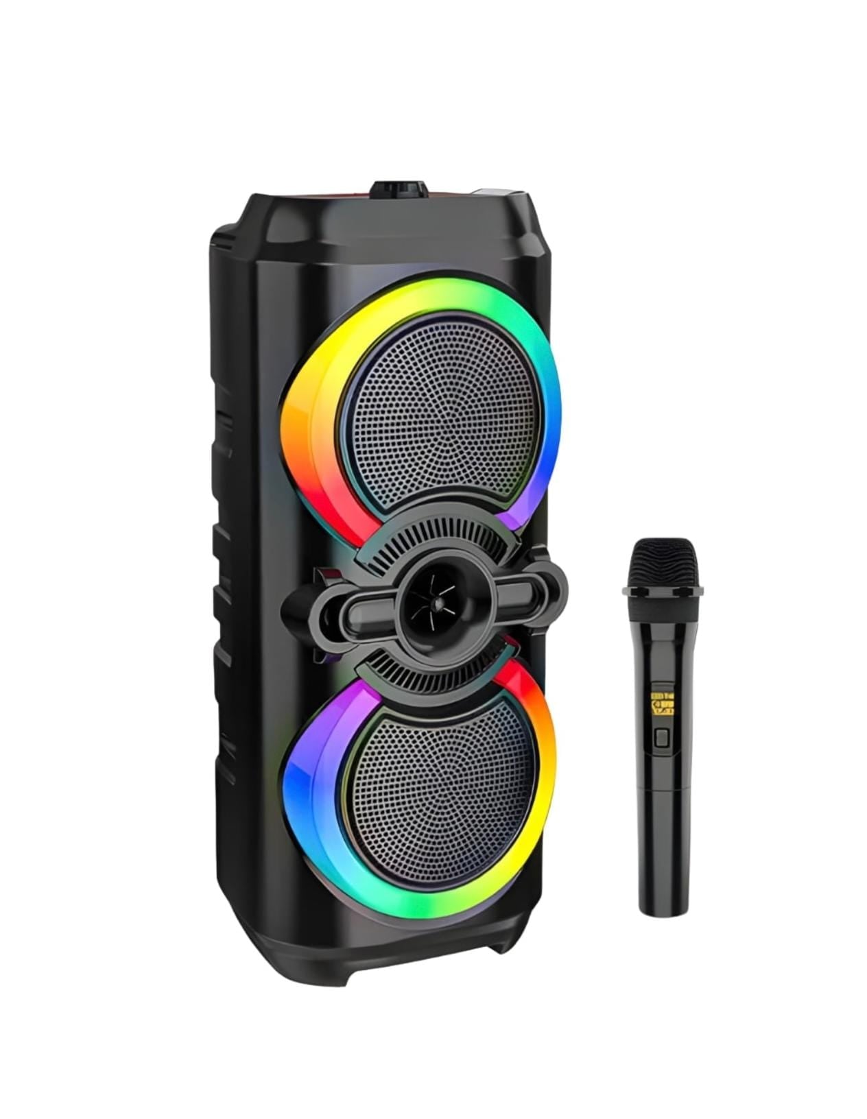 Boxă portabilă Blasko 10W cu microfon karaoke, lumini LED RGB, Bluetooth, USB