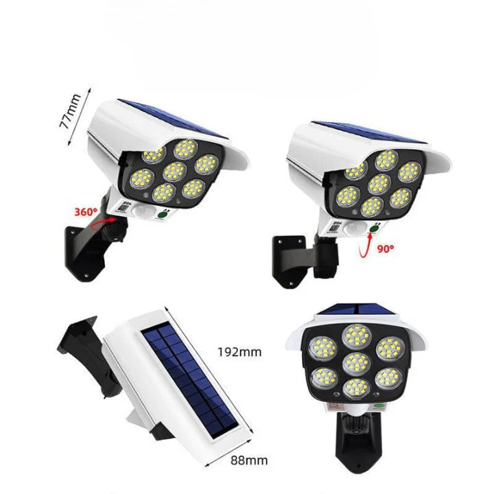 Pachet 2+1 CADOU Camera de supraveghere falsa, incarcare solara, 77 LED-uri