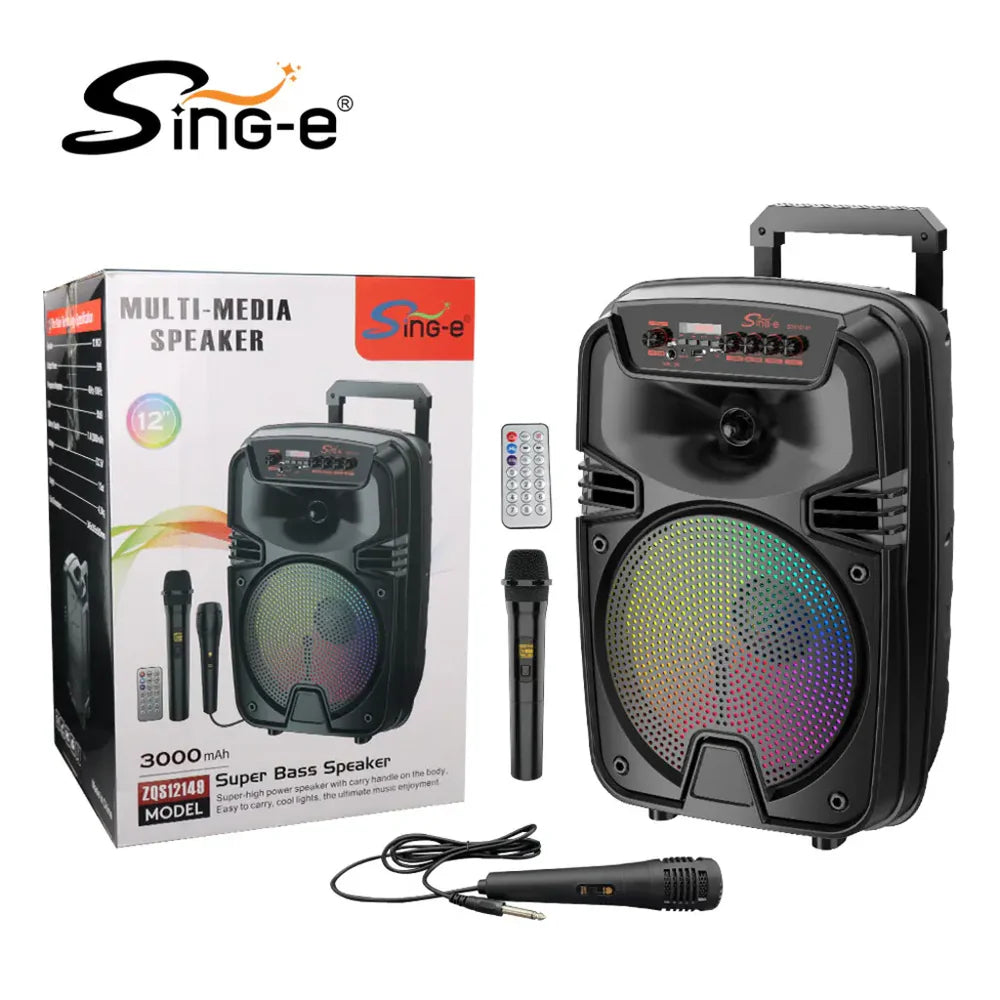 At Performance Vezi toate produsele Boxă Portabilă Karaoke Sing-e ZQS12149, 12 Inch, 200W, Bluetooth 5.3, Acumulator 3000mAh, RGB LED, USB/TF/FM, 2 Microfoane Incluse, Telecomandă