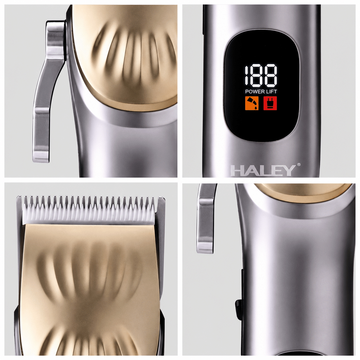 Mașină de Tuns Profesională HALEY HY-4510, Lamă Ceramică, 5 Trepte de Tăiere, Acumulator 1200mAh, Autonomie 120 Min, Încărcare USB Type-C, Display Digital