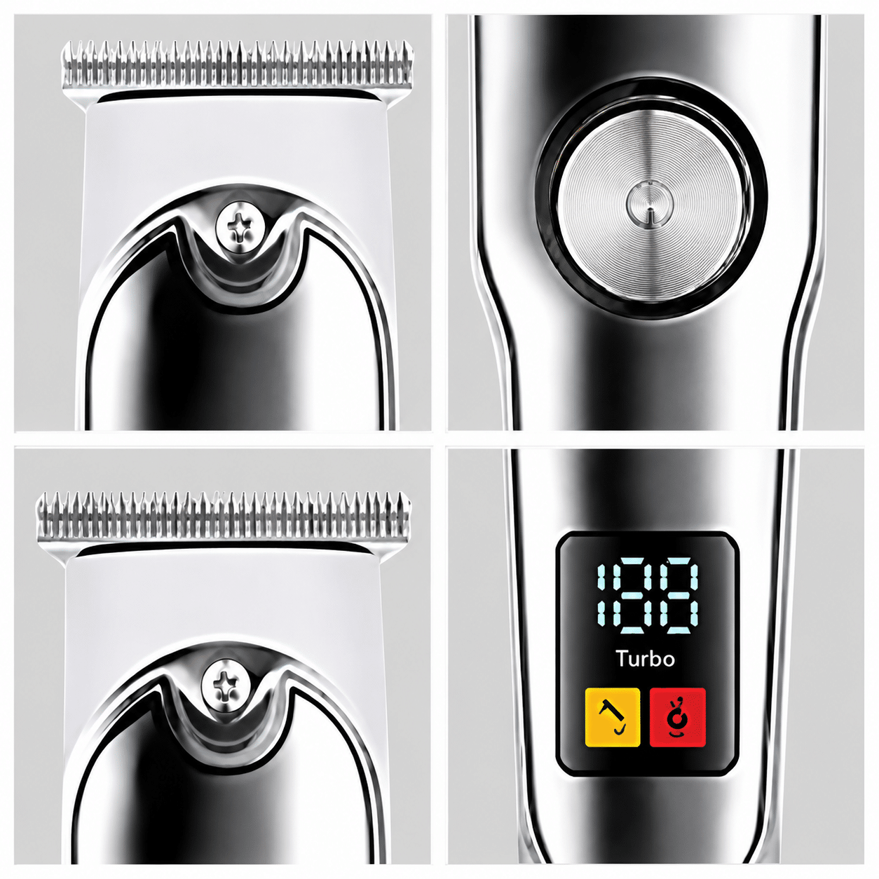 Mașină Profesională de Tuns și Contur HALEY HY-4518/HY-4519, Acumulator 500mAh, Autonomie 60 Min, Display LED, 4 Piepteni 1.5–6 mm, Încărcare USB