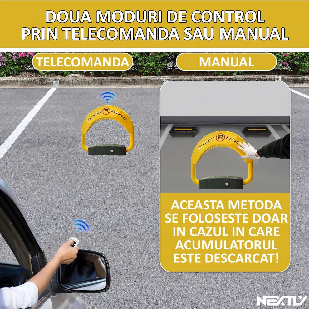 Blocator Parcare Automat Profesional cu Acumulator, 1 telecomenzi , 2 chei