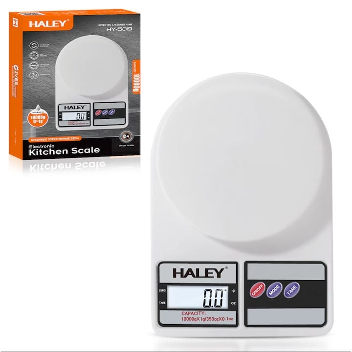 Cantar de Bucatarie Digital HALEY HY-5019 – Capacitate Extinsa de 10 kg, Precizie 0, 1 g si Afisaj LCD Modern