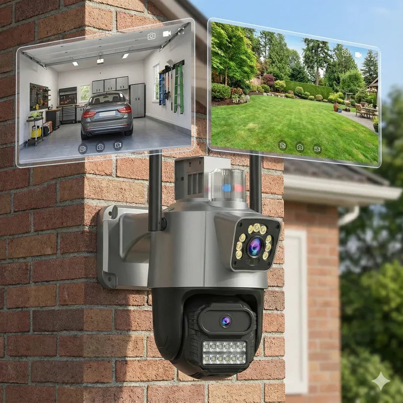 Camera de Supraveghere Dubla Wifi Jortan 9687PRO, 6 Megapixeli, Alarma, Smart Tracking, Night Color + Card 32GB Inclus