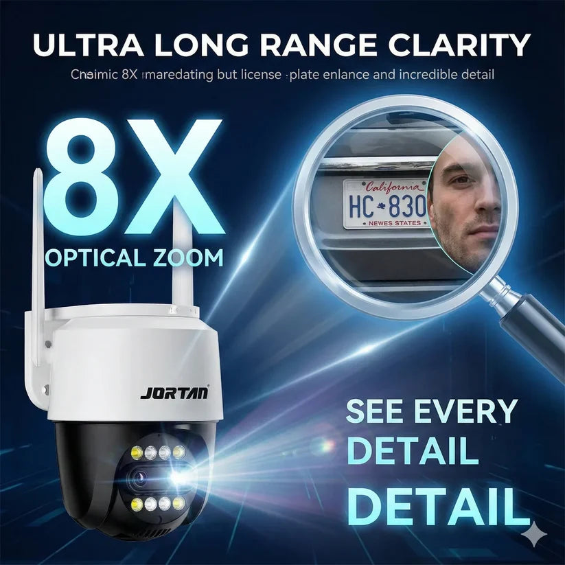 Camera de Supraveghere Jortan 3XM Zoom Optic X8 Wifi, 6 Megapixeli, Night Color, Smart Tracking + Card 32GB Inclus