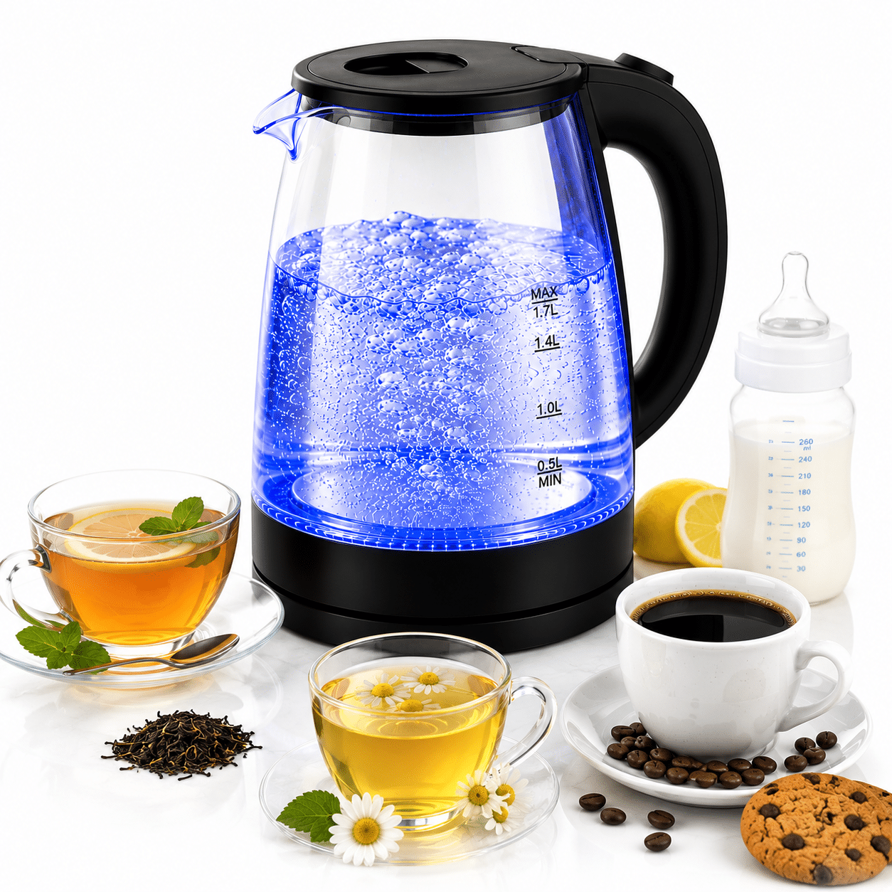 Fierbator Electric 1,7L, 1800W, Filtru Anticalcar, Oprire Automată