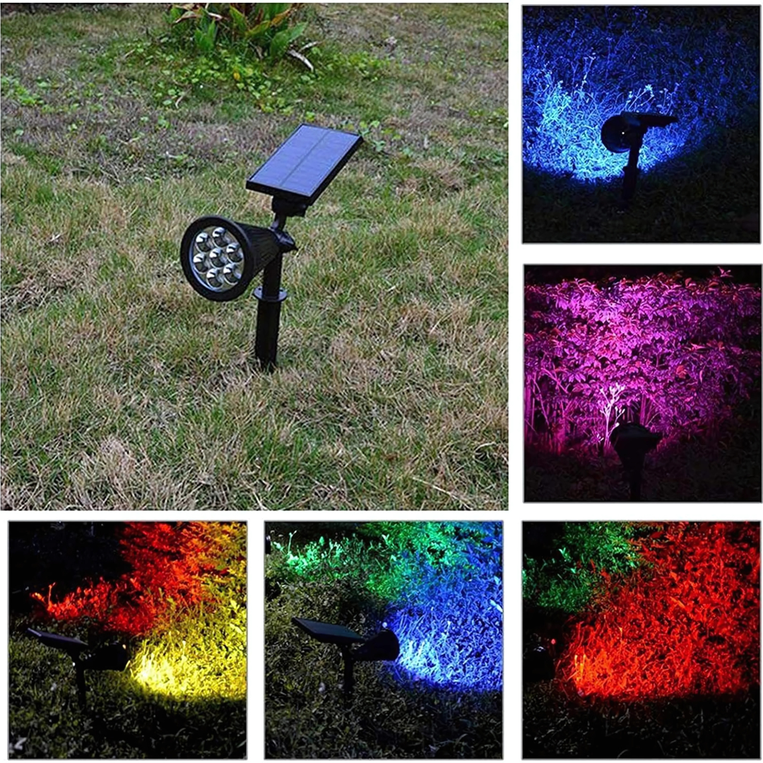 Lampa solara de gradina 7 LED-uri, tip proiector, RGB
