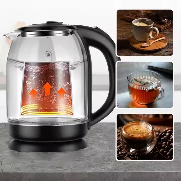 Fierbător Electric HALEY HY-8862: Portabil din Sticlă de 2,2L, încălzire Rapidă cu Oprire Automată