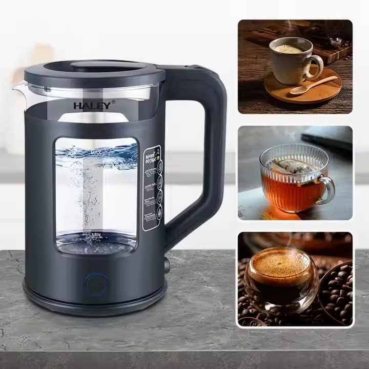 Fierbător de apă HALEY, 1800W, Portabil, din Sticlă de 2L, Oțel Inoxidabil