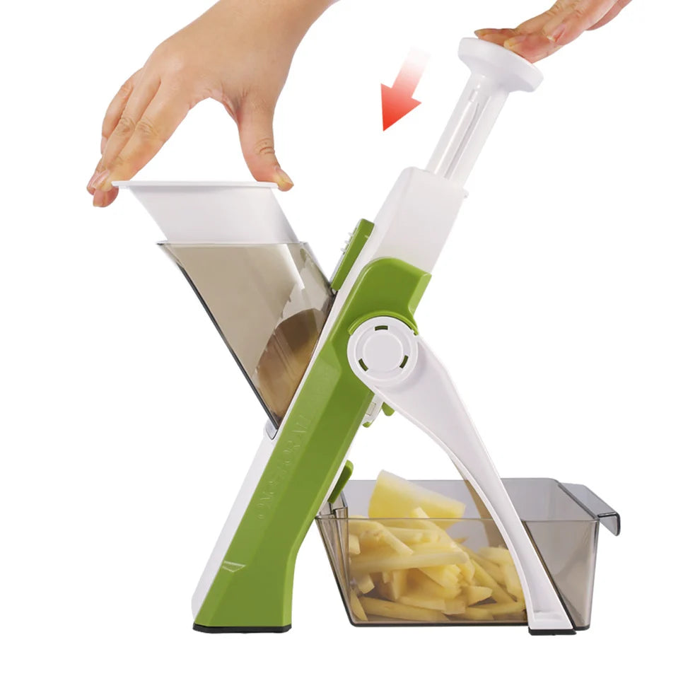 Feliator de Legume Pliabil Tip Mandolină, Multifuncțional 4 în 1, Sigur, cu 40 Grosimi Reglabile și Lame din Inox Ascunse