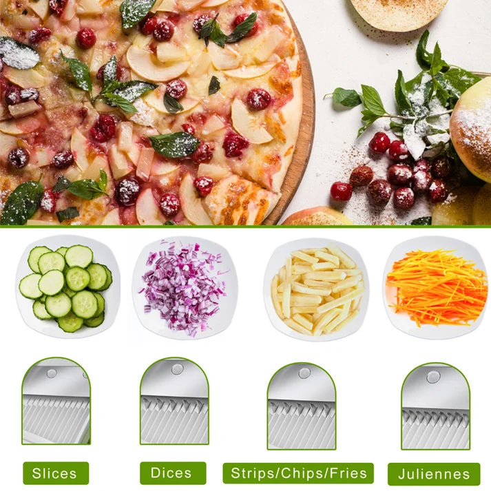 Feliator de Legume Pliabil Tip Mandolină, Multifuncțional 4 în 1, Sigur, cu 40 Grosimi Reglabile și Lame din Inox Ascunse