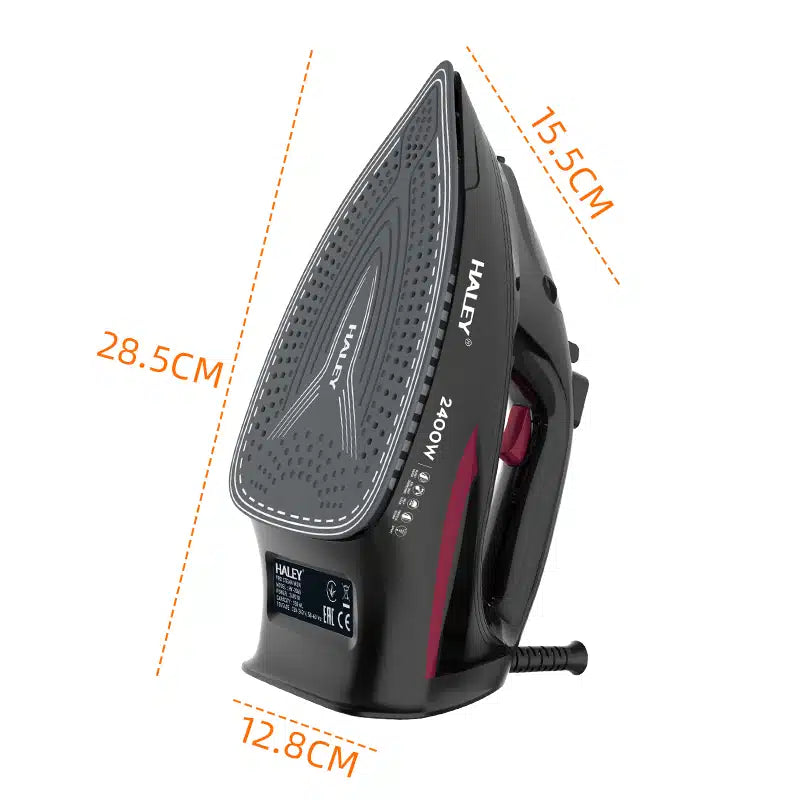 Fier de călcat cu abur HALEY® HY-2060, 2400W, Talpă ceramică, Abur vertical, Auto-curățare, Cablu 1.5m, Negru
